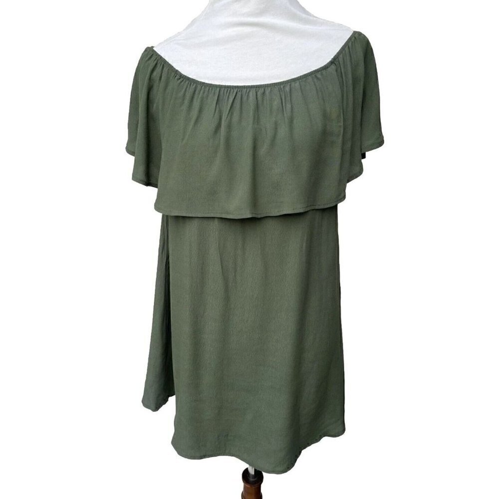 Nasty Gal After Party Vintage Green Off the Shoulder Mini Dress Size XS